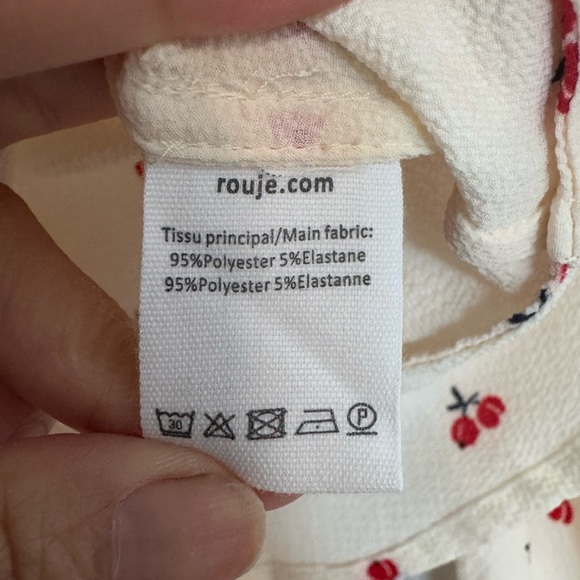 Rouje Paris Frou Frou Wrap Top Cherry Print Ruffle 36 XS/S - Picture 9 of 11